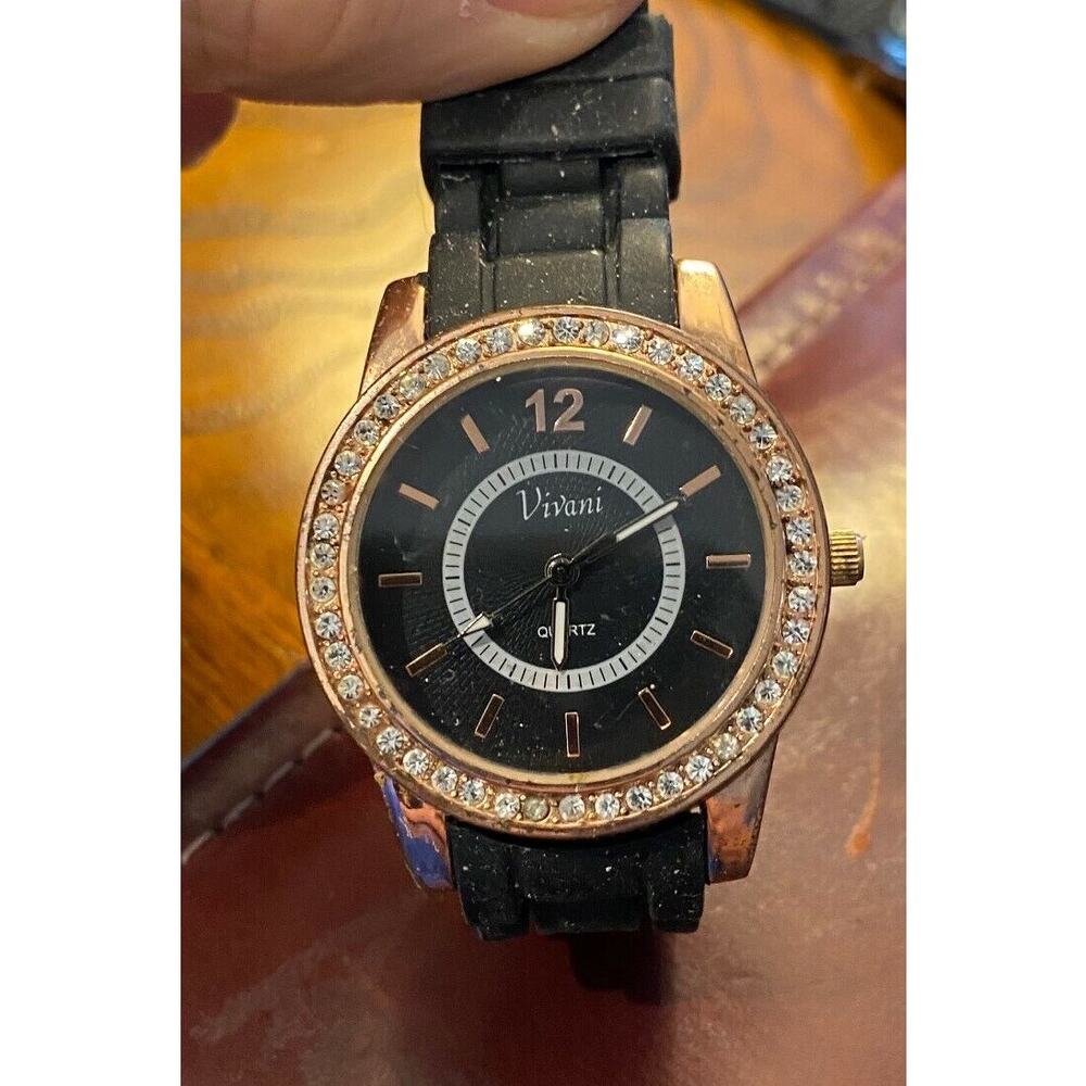 Women's 37mm Rose Gold Tone Vivani Watch, Crystal accents, Thick Case